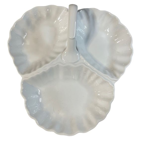 Porcellana de Paris Lovely Serving Dish 3 Compartments +Handle White Porcelain - Picture 2 of 7